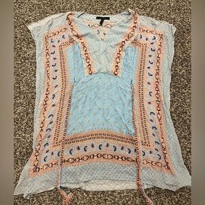 BCBGMaxAzria Light Blue and Peach Boho Dress